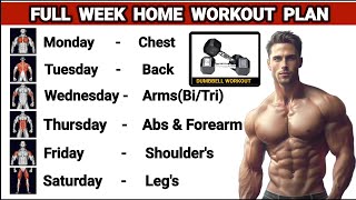 Full Week Home Workout Plan With Dumbbells  Symmetrical Development  No Gym Required [upl. by Anolla]