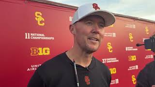 Lincoln Riley discusses USC QB change after practice [upl. by Einiar]