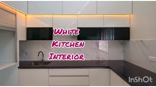 kitchen interiors  white kitchen  wooden blinder [upl. by Aslin]