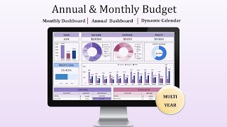 Annual amp Montly Budget Spreadsheet for Google Sheets  Template [upl. by Ecahc856]