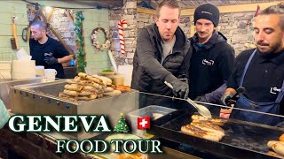 Food Tour At Geneva Christmas Market  Switzerland  Traditional Swiss Food amp MORE 🇨🇭🤍 [upl. by Ozen]