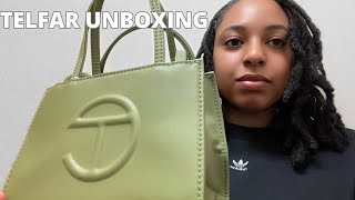 TELFAR UNBOXING  SMALL DRAB SHOPPING BAG REVIEW [upl. by Hoxie]