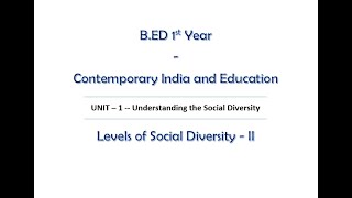 Levels of Diversity Part 2  Understanding the Social Diversity  Contemporary India and Education [upl. by Acireed]