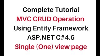 mvc crud operation using entity framework c46 single one view page [upl. by Drofniw555]