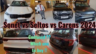 Kia Seltos vs Kia Carens vs Kia Sonet  MPV or SUV [upl. by Drageruaeb]