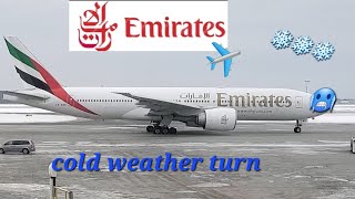 ✈️ Emirates flight quick turn in very cold weather ❄️ ❄️ 🥶 [upl. by Feodor]