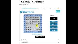 AI Solve Daily Numbrix 9 Puzzle 1172024 ASMR [upl. by Mori]