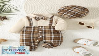 2pcsSet Baby Boys Casual Plaid Long Sleeve Jumpsuit With Bowtie And Hat Review [upl. by Tedra]