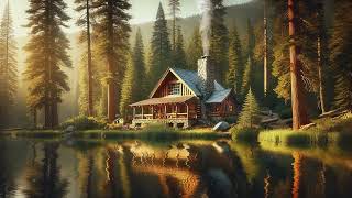 Tranquil Cabin by the Lake Soothing Forest amp Campfire Sounds for Deep Relaxation 🌲🔥✨ [upl. by Bink626]