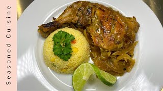 Chicken Yassa w Couscous  How To Make Poulet Yassa Chicken Yassa  Gambian  Senegalese [upl. by Anaihsat]