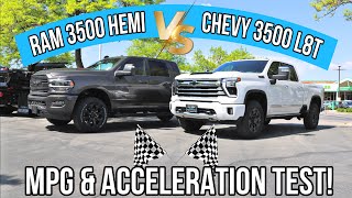 2024 Chevy Silverado 3500 L8T Gas V8 VS RAM 3500 HEMI V8 060 amp MPG Test I Wasn’t Expecting This… [upl. by Hogue]