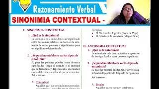 TEMA 1 PARTE 2 SINONIMIA Y ANTONIMIA CONTEXTUAL RAZONAMIENTO VERBAL TERCERO DE SECUNDARIA [upl. by Annovad]