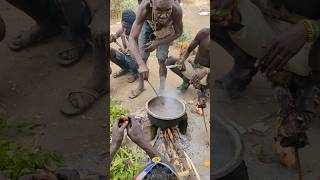 Today was Lucky day for hadzabe hunts tribe eating breakfast bushmen traditional culture [upl. by Mcgray722]