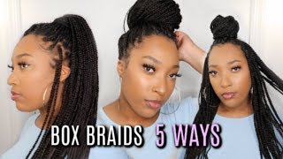 5 WAYS TO STYLE BOX BRAIDS  Quick Easy amp Cute  Natural Hair Protective Styling [upl. by Weeks]