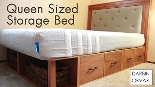 DIY Queen Storage Bed w Drawers [upl. by Ellenehc]