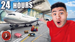 24 HOUR OVERNIGHT CHALLENGE in AIRPORT [upl. by Amandi75]