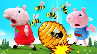 Avventure dei giocattoli Peppa Pig e George in mezzo alla natura Scuola Allegra per bambini [upl. by Cinelli]