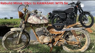 Full restoration motorcycles Minsk 125CC Russia  Restore and rebuild Kawasaki W175 motorcycle [upl. by Itsirc]