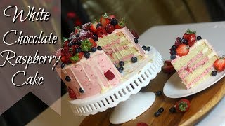 WHITE CHOCOLATE RASPBERRY CAKE RECIPE  Janies Sweets [upl. by Paugh114]