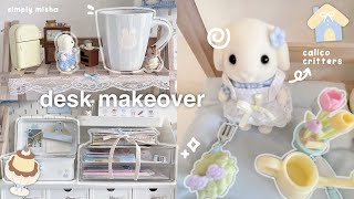 aesthetic desk makeover 🧸🛒  pinterest inspired stationary organization ikea haul calico critters [upl. by Ona288]