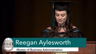 Reegan Aylesworth Wall College of Business Student Commencement Speech 2023 [upl. by Anicnarf]