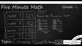 4th Grade Math Estimation and Compatible Numbers [upl. by Drucilla]