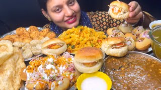 Eating😋😋Chole BhaturePastaDahi GolgappaBurgerSteam MomosFried Momos ll Foodie Gd ll [upl. by Ytak]