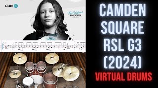 Camden Square  Rockschool Grade 3 Drums 2024 [upl. by Einiar407]