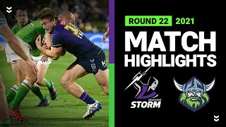 Storm v Raiders Match Highlights  Round 22 2021  Telstra Premiership  NRL [upl. by Aliuqat647]