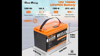 12V 100Ah battery Solar Batteries with 6000 Discharge CyclesBuilt in 100A BMS [upl. by Haleemaj]