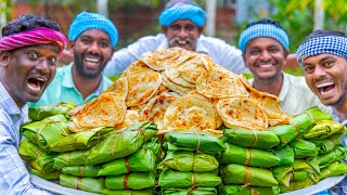 KIZHI PAROTTA  Banana Leaf Parotta Recipe Cooking In Village  Soft Layered Mutton Kizhi Parotta [upl. by Nalorac475]