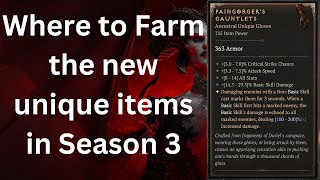 Diablo 4 season 3  New unique items target farming [upl. by Nagiem]