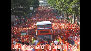 Dutch fans marching through Basel [upl. by Wagoner]