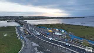 Kincardine Bridge upgrade  temporary bridge in operation [upl. by Ajad]