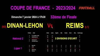 DINANLEHON  REIMS  match de Football de 32ème de finale de Coupe de France  Le 07012024 [upl. by Cirred]