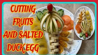 CUTTING FRUITS AND SALTED DUCK EGG cutting foodfruits viravideo trending asmr [upl. by Ahsenra395]