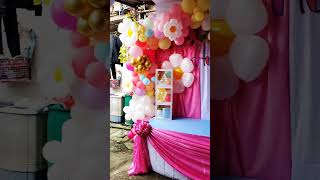 DIY BACKDROP DESIGN IDEAS BACKDROP DESIGN TUTORIAL daisy theme balloons set up [upl. by Schwenk]