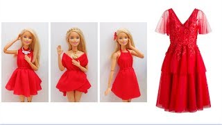 👗 DIY 4 in 1 Barbie Dress Making Easy No Sew Clothes for Barbies Creative for Kids [upl. by Adiaj742]