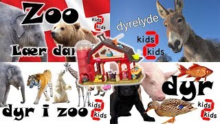 Lær dyrenes navne og dyrelyde i zoo og på en bondegård med kids 2 kids [upl. by Sulohcin]