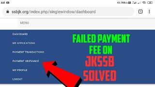 Jkssb payment or fee issue solved  How to claim your fee in jkssb portal  Class iv  PAA [upl. by Anelaj]