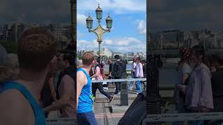 London 10K 24 Bagpipes on Westminster Bridge [upl. by Belia]