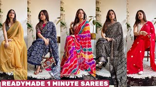 Amazon Ready To Wear Partywear Saree Haul Under Budget  1 minute Indo Western Sarees  Mahima Giri [upl. by Lough157]