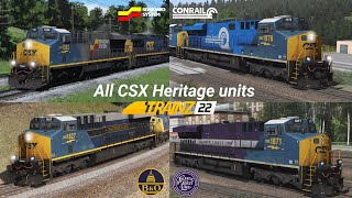 Trainz 22 All CSX Heritage units on action CSX OCS Train 35 MINUTES [upl. by Modie]