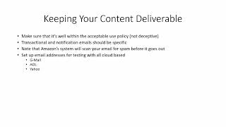 Scale Your Email Marketing With Amazon SES Video 13 Content and Deliverability [upl. by Anitnuahs]