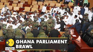 Ghana Parliament Brawl Fight breaks out on the Parliament floor over proposed tax on eTransactions [upl. by Atterbury901]