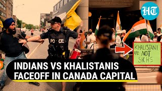 Khalistanis Disrespect Tricolour in Canada Watch Big Faceoff Between Indians and Separatists [upl. by Vinaya]