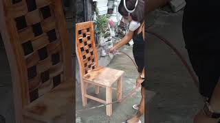 Sanding sealer first coating tips spraying mahogany wood chairs short shorts [upl. by Icak]