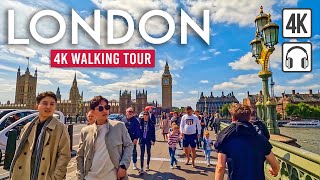 LONDON 4K Walking Tour UK  4h Tour with Captions amp Immersive Sound 4K Ultra HD60fps [upl. by Assirahs]