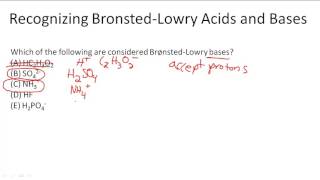 Recognizing BronstedLowry Acids and Bases [upl. by Assina]