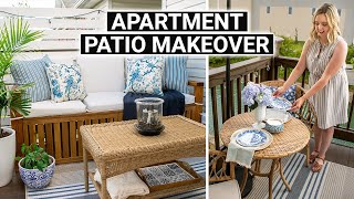 EXTREME PATIO MAKEOVER☀️ RenterFriendly small balcony DIY transformation [upl. by Ainafetse]